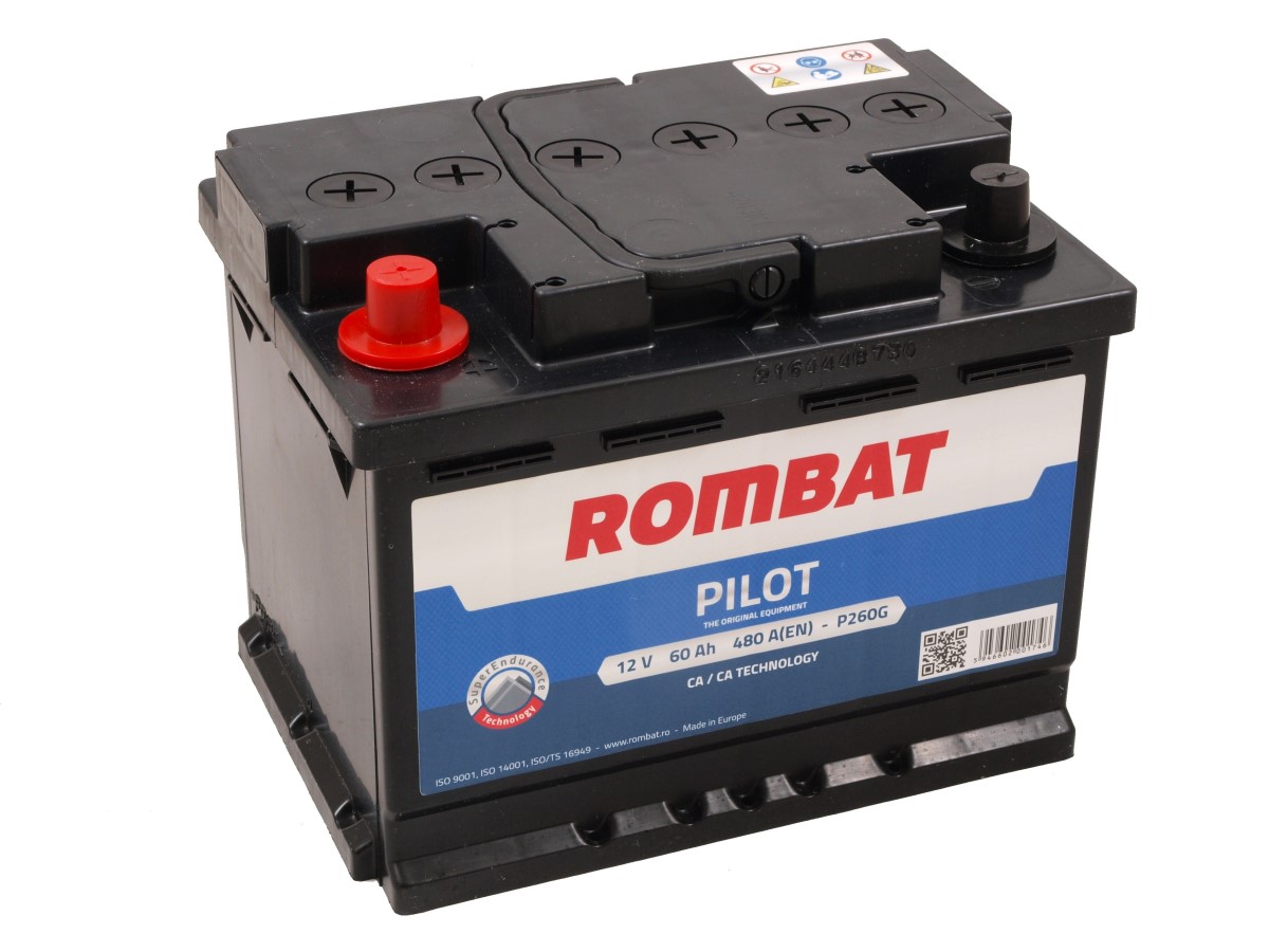 Rombat Pilot 12V 60Ah, 480A(EN) L2 242x175x190 1/1 ar kreiso +